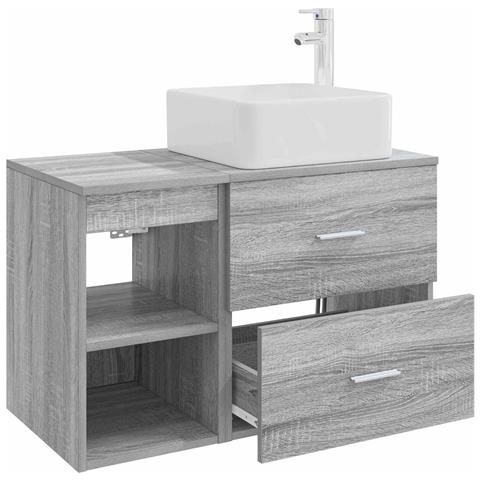 Set di mobili per il bagno 2 pcs Sonoma grigio - Foto 8