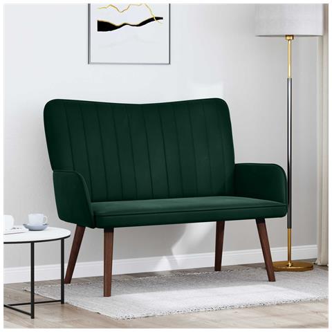 Sofa a Due Posti Verde Scuro 115 x 61 x 87 cm Velluto - Foto 2