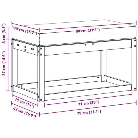 Panca da esterno con cuscino Bianco 80 x 43 x 45 cm - Foto 6