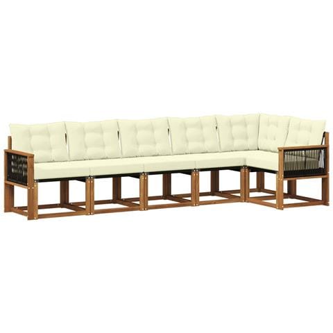 Set di divani da esterno con cuscino 6 pcs Naturale e Crema - Foto 1