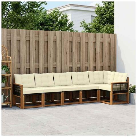 Set di divani da esterno con cuscino 6 pcs Naturale e Crema - Foto 2