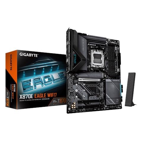 X870E EAGLE WIFI7 Scheda Madre - Supporto per CPU AMD Ryzen 9000, VRM digitale a 16+2+2 fasi, fino a 8200 MHz DDR5 (OC), 1x PCIe 5.0 + 3x PCIe 4.0, Wi-Fi 7, LAN 5 GbE, USB 4 - Foto 1