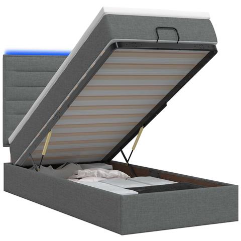 Letto Ottomano con Materasso e LED Grigio Scuro 80 x 200 cm - Foto 1