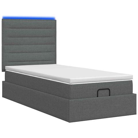 Letto Ottomano con Materasso e LED Grigio Scuro 80 x 200 cm - Foto 9