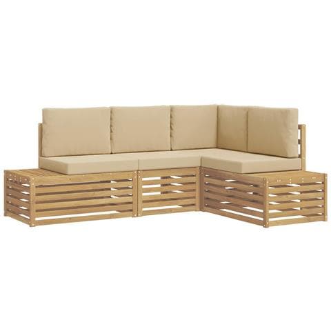 Set di divani da esterno con cuscino 4 Pezzo Bianco - Foto 1