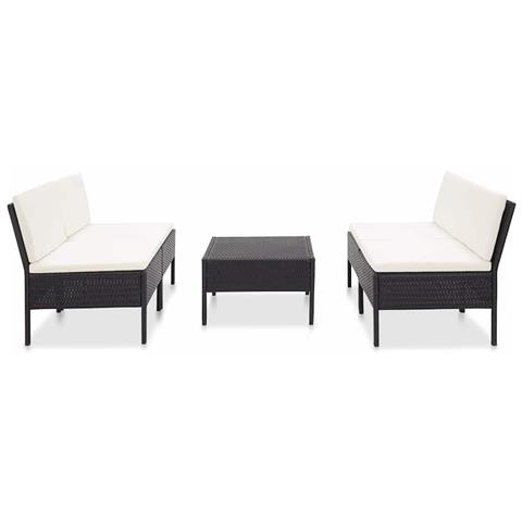 Set Divani da Giardino 5 pz con Cuscini in Polyrattan Nero - Foto 2