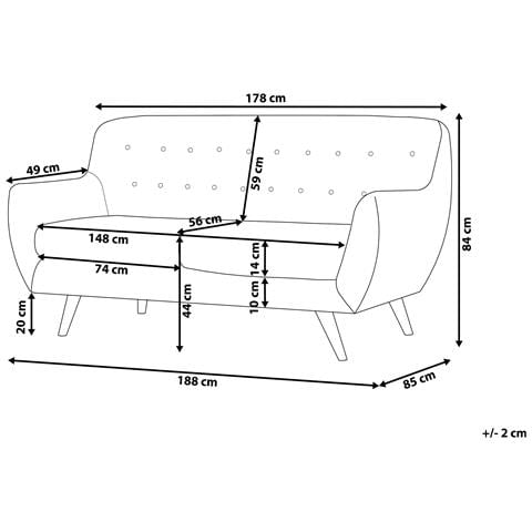 Divano A 3 Posti In Velluto Blu Scuro Bodo - Foto 26