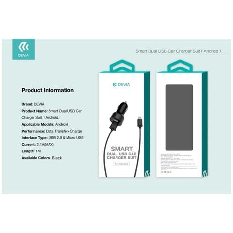 Suit Carica Da Auto E Cavo M-usb Smartphone Android Nero - Foto 1