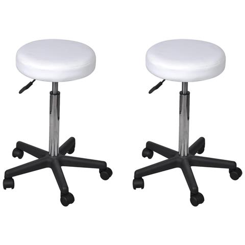 Sgabelli Da Ufficio 2 Pz Bianchi 35,5x98 Cm In Similpelle - Foto 1