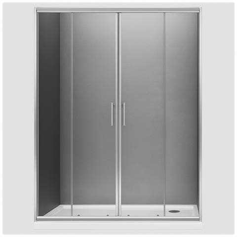 Porta Doccia Scorrevole Slide4 Per Box Nicchia Quattro Ante Cristallo Trasparente *** Misure : 166-172 X H190 Cm Trasparente - Foto 2