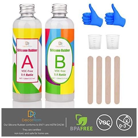 Stampo In Silicone Fare Kit - Liquido Traslucido Gomma Siliconica Per Silicone Stampi Resina Epossidica Fai Da Te Mold - 1 1 Facile Miscelazione Silicone Per Casting Monili Che Fanno Manuale Artigianato - 106 Oz 240ml - Foto 4
