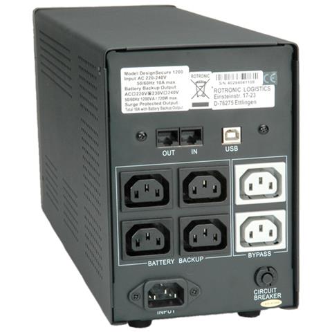 DesignSecure 1200, 1200 VA, 720W, 230V, C13 coupler, C14 coupler, 6 min - Foto 2