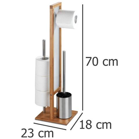 Porta Carta Igienica E Scopino Wc Rivalta, 3 In 1, Bambù, Wenko - Foto 7