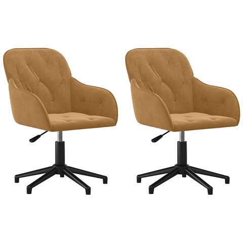 Sedie Da Pranzo Girevoli 2 Pz Marroni In Velluto - Foto 1