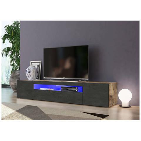 Amore - Mobile Porta Tv 2 Ripiani Made In Italy, 200x40x37h Cm Marrone Acero - Foto 9