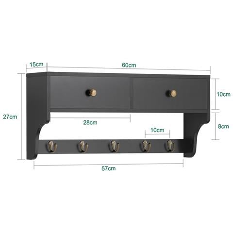 Appendiabiti A Parete Attaccapanni Da Muro Mensole Da Muro Nero Frg178-sch - Foto 2
