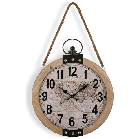 Orologio Da Parete Versa Mapamundi 40 X 6,5 X 47 Cm Legno Mdf - Foto 1