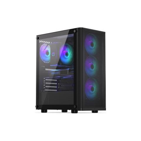 Case Ventum 200 ARGB Full Tower ATX, micro ATX, Mini-ITX 2 Porte USB 2.0 Colore Nero (Finestrato) - Foto 1