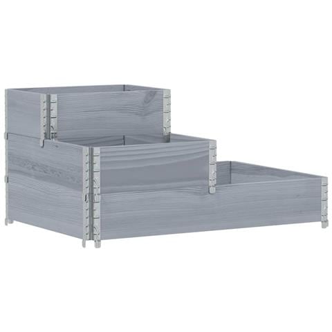 Fioriera Rialzata a 3 Livelli Grigia 120x80 cm Legno di Pino - Foto 2