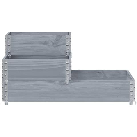 Fioriera Rialzata a 3 Livelli Grigia 120x80 cm Legno di Pino - Foto 3