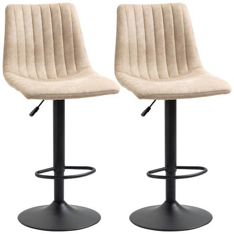 Sgabelli Da Bar Set 2 Pezzi Ad Altezza Regolabile, In Acciaio E Poliestere, 47.5x57.5x95-116 Cm, Marrone - Foto 1