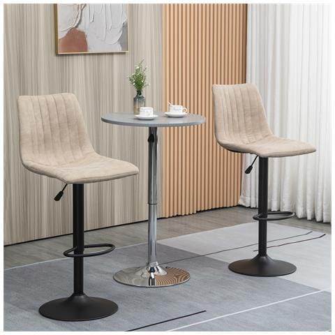 Sgabelli Da Bar Set 2 Pezzi Ad Altezza Regolabile, In Acciaio E Poliestere, 47.5x57.5x95-116 Cm, Marrone - Foto 2