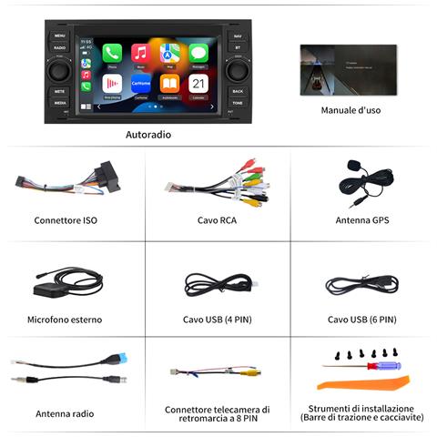 Autoradio 2 Din 7 Pollici Android 2g+32gb Radio Per Ford Focus Fiesta Kuga C S-max Fusion Transit Galaxy Mondeo (2005-2007) Con Carplay Android Auto Bluetooth Vivavoce - Foto 7