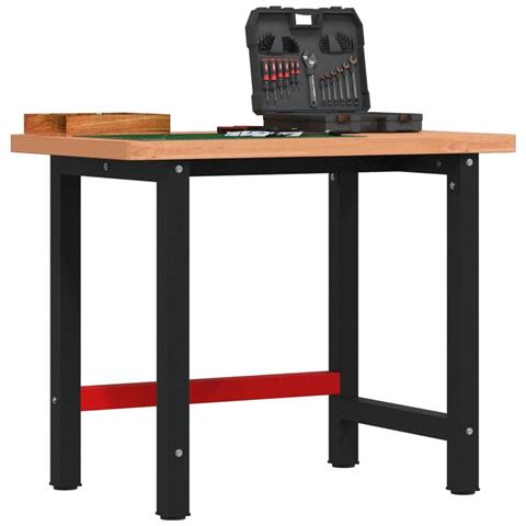 Banco Lavoro 100x60x83 Cm Legno Massello Faggio Rettangolare - Foto 8