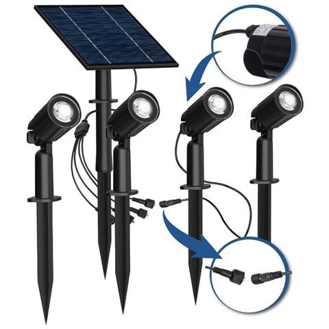 Serie 4 Faretti Led Luce Bianca Faretto Pannello Solare Picchetto Giardino Ip65 - Foto 2