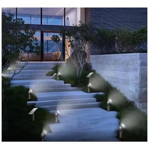 Serie 4 Faretti Led Luce Bianca Faretto Pannello Solare Picchetto Giardino Ip65 - Foto 7