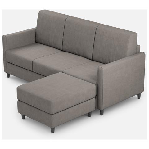 Divano Karay 3 Posti (tre Sedute Da 60cm) + Pouf Misure Esterne L. 198 P. 155 Colore Grigio - Foto 1