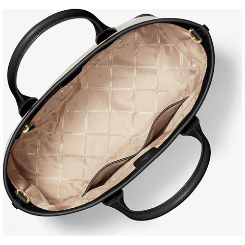 Medium Satchel Nat Blk Borsa Shopper Cotone Borse Donna Beige Eu One Size, 30s4g99s8o-006 - Foto 2