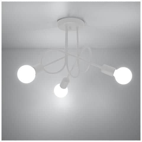 Lampadario Loop 3 Bianco Sl. 1431 - Industriale Lampade Da Soffitto Bianco 35x45x45 Cm - Foto 8