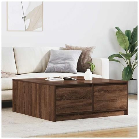 Tavolino da Salotto con Cassetti Rovere Marrone 100x100x40 cm - Foto 1