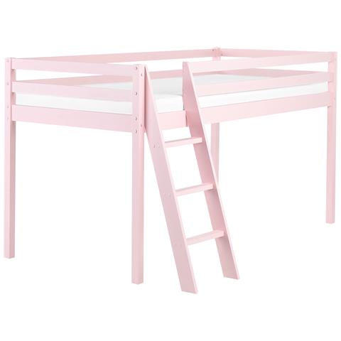 Letto A Mezza Altezza Legno Di Pino Ascoux 90 X 200 Cm Rosa - Foto 1