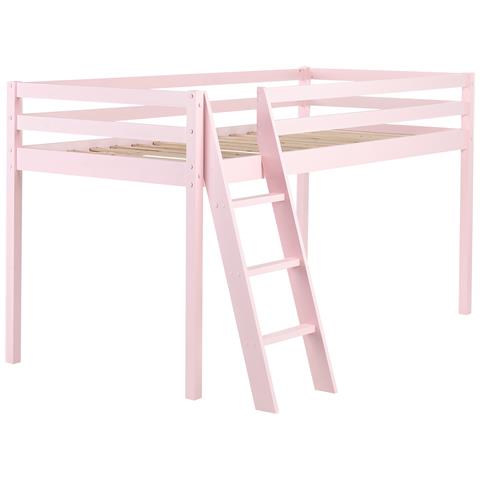 Letto A Mezza Altezza Legno Di Pino Ascoux 90 X 200 Cm Rosa - Foto 2