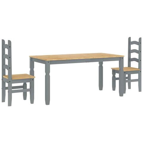 Set Da Pranzo 3 Pz Panama Grigio In Legno Massello Di Pino - Foto 2