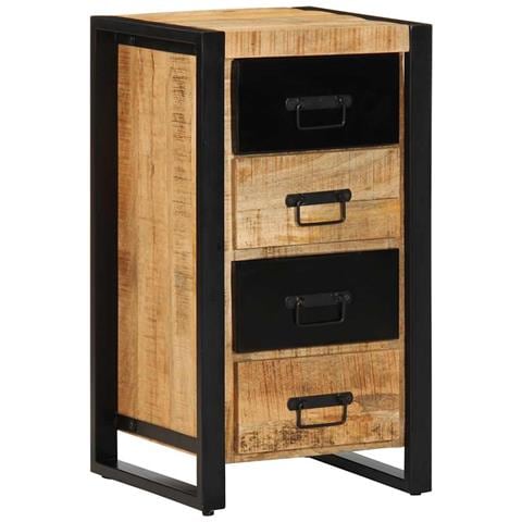 Cassettiera 40x40x75 cm in Legno Massello di Mango Grezzo - Foto 1