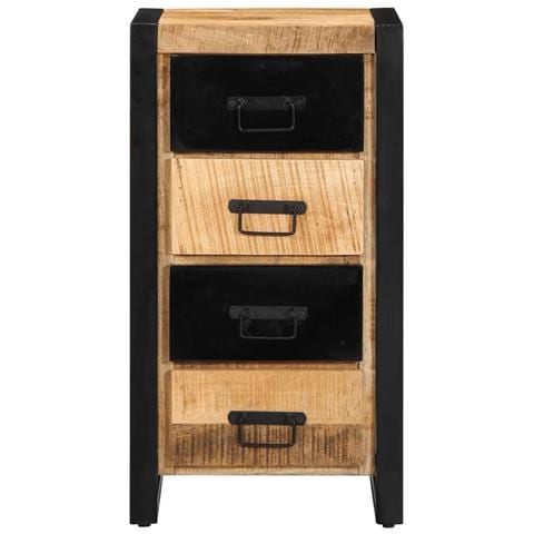 Cassettiera 40x40x75 cm in Legno Massello di Mango Grezzo - Foto 2