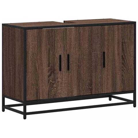 Mobile Lavabo Bagno Rovere Marrone 90x33x60cm Legno Multistrato - Foto 2