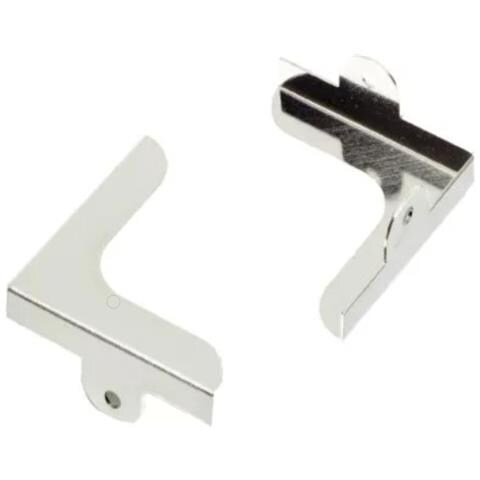 4 Pezzi - Ganci Fermaspecchi Ad Angolo Con Ala Dritta - Per Specchi Da 4mm - In Acciaio Nichelato - Con Chiodi - Foto 1