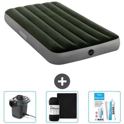 Set Materassino Gonfiabile - 191x99x25 Cm - Verde - Include Accessori Coordinati - Foto 1