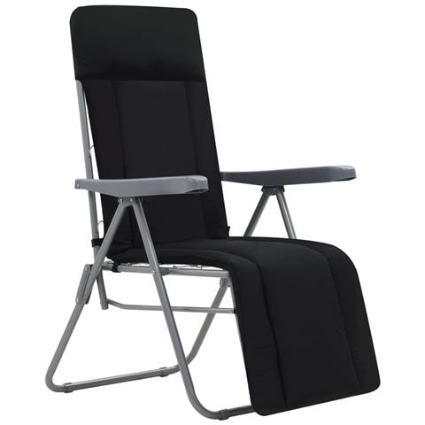 Sedie Da Giardino Pieghevoli Con Cuscino 2 Pz Nere - Foto 1