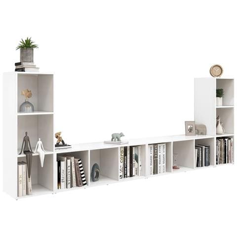 Mobili Tv 4 Pz Bianchi 107x35x37 Cm In Legno Multistrato - Foto 2