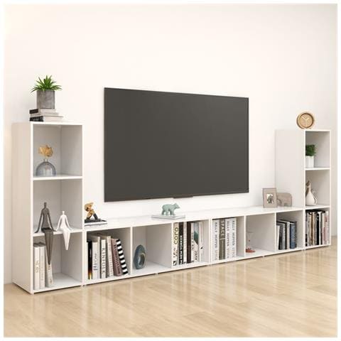Mobili Tv 4 Pz Bianchi 107x35x37 Cm In Legno Multistrato - Foto 8