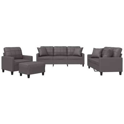 Set di Divani 4 pz con Cuscini Grigio in Similpelle - Foto 1