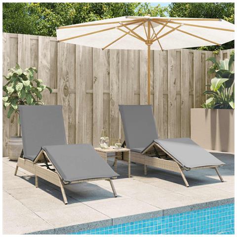 Lettini Prendisole 2 pz con Cuscini Beige in Polyrattan - Foto 2