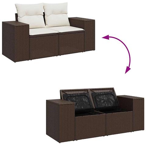 Set Divano da Giardino 6 pz con Cuscini Marrone in Polyrattan - Foto 9