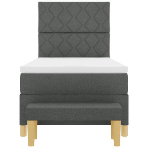 Letto a Molle con Materasso & Panca Grigio Scuro 100x200 cm Tessuto - Foto 9