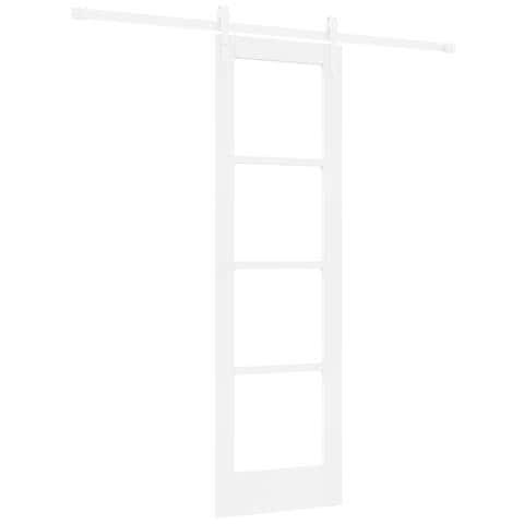 "Porta Scorrevole con Set di Hardware ""ORKDAL"" Legno Massello Bianco & Vetro" - Foto 1